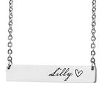 HUAN XUN Personalized Bar Custom Name Necklace Lilly Personal Womens Jewelry Birthday Gift