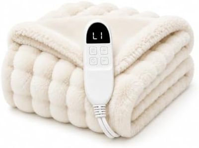 Electric Heated Blanket Throw72"x84"Faux Fur+Flannel Heated Blanket White