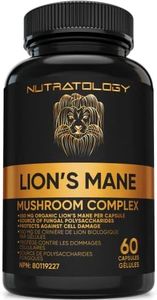 Organic Lion's Mane Mushroom Capsules - Nootropic Mushroom Supplements Formulated With 40% Polysaccharides & >20% Beta-Glucan! Immunomodulating Properties & A Potent Source Of Antioxidants. Supports Memory, Cognition & Brain Health - 60 Capsules