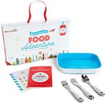 Munchkin Food Adventure Splash Toddler Dining Set, Includes Premium Plate and Stainless Steel Utensils, Blue