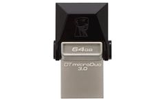 Kingston Technology DTDUO3/64GB DTDUO3/64 GB micro Duo (64 GB, USB 3.0/micro-USB, 5 V, Flash), Black