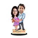 Foto Factory Gifts® Personalized Caricature Gifts for Couple Pregnancy mom dad to be (wooden_8 inch x 5 inch) CA0280