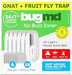 BugMD No Buzz Zone - Flying Insect Trap Catcher Indoor Fly Safer Home Fruit Traps for Gnat Moth Mosquito Bug Light Plug in Killer Refillable Uv Zapper Flea Inside and Indoors 6 Device + 18 Refill