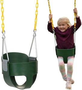 Eastern Jungle Gym Heavy-Duty High Back Full Bucket Toddler Swing Seat | Coated Swing Chains Fully Assembled | Green Swing Set Accessory