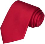 KissTies Mens Scarlet Red Solid Satin Tie Necktie Wedding Ties + Gift Box