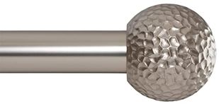 Ivilon Window Curtain Rod - Hammered Ball Design, 1-Inch Diameter, Adjustable Window Curtain Rod Length 28 to 48 Inches. Satin Nickel Finish