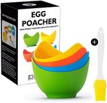 4 Pack Egg Poacher Cook - High temperature resistant silicone egg steamer, Food Grade Non Stick Silicone Egg Poaching Cup for Microwave or Stovetop Egg Poaching, with Extra Silicone Oil Brush, BPA Free