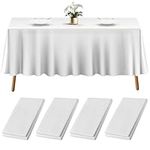 4 White Plastic Tablecloth - 108 X 54 Plastic Table Cloth | Disposable Tablecloths | White Tablecloths | Plastic Table Cover | Tablecloths for BBQ, Party, Fine Dining, Wedding, Outdoor