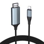 lulaven HDMI Cable for iPhone to TV, Lighting to HDMI Adapter Connector Compatible with iPhone14, 13, 12, 11 & YouTube TV Output with 1080P HD Display, Just Plug and Play (6.6FT, Grey)