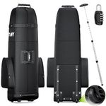 APTY Padded Golf Club Travel Bag with Wheels, Golf Luggage Case Cover for Airline - with Adjustable Support Rod, Luggage Lock, Waterproof Coating Layer, 1200D Wear-Resistant Oxford