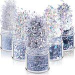 5 Boxes Holographic Nail Glitters Silver Nail Glitter Sequins Nail Art Supplies Powders 3D Laser Acrylic Nails Powder Dust Sequins for Nail Art Decoration Sparkles Glitters Manicure Arts Makeup Crafts