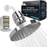 SparkPod Luxury Filtered Shower Head Set 23 Stage Shower Filter - Reduces Chlorine and Heavy Metals - High Pressure Showerhead Filter (8" Round, Luxury Polished Chrome)