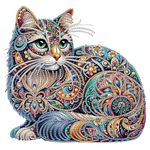 HASTHIP® 5D Diamond Painting Kit - Three-dimensional Diamond Painting, Aesthetic Dazzling Color Diamond Painting Home Decor DIY Diamond Painting Art Kit with Accessories and Tools, 12x12 Inches (Cat)