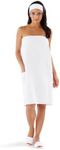 Boca Terry Spa Wrap, Waffle Spa Towel Wrap for Women, Lightweight Bath Wrap with Snaps for Sauna, Facial, Spa or Gym. White, M/L