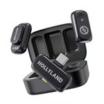 Hollyland Lark A1 Duo - Wireless Microphone USB C for iPhone 17/16/15 & Android (2TX + USB-C RX + Charging Case), Magnetic Mic for YouTube, TikTok, Podcast, Interviews (Black)
