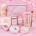 TOLOYE Birthday Gifts for Women, Pink Mug Cup Present for Her, Womens Gift Set with Aromatherapy Candle, Bath Salt Ball, Key Buckle,Christmas Gifts, Unique Pamper Gifts for Best Friend, Mom, Sister