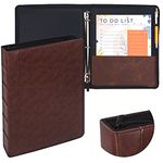 Ring Binder Depot Faulkner Vintage Professional 3 Ring Zipper Binder Organizer, 1.5 Inch Round Rings, 8.5 x 11 Sheet Size, 2 Inner Pockets, 1.6 Spine, Appearance of Antique Brown Leather, Pen Included