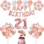 FI - FLICK IN 52 pcs 21st Birthday Decorations for Girls 21st Birthday Decorations Set for Adults Confetti Balloons Number Foil 21 st Bday Decoration Items for Girls (Pack of 52,Rose Gold)