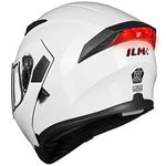 ILM Motorcycle Dual Visor Flip up Modular Full Face Helmet DOT with 7 Colors (Medium, White - Led)