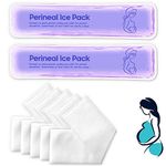 Perineal Ice Packs for Postpartum Reusable, Perineal Cold Packs, Postpartum Hemorrhoid Pain Childbirth Recovery Care, 2 Gel Pads+5 Washable Sleeves (Purple)