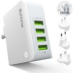 Multiple USB Wall Charger, MANTO 4.4A/22W 4 Port USB Travel Power Adapter, All in One Worldwide Cell Phone Charger Plug for iPhone 13 Pro/13 Mini/13 Pro Max/12/11/XR/SE/8, Samsung, LG, HTC and More