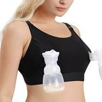 Momcozy Hands Free Pumping Bra, Adjustable Breast-Pumps Holding and Nursing Bra, Pumping & Nursing Bra in One, Black, X-Small