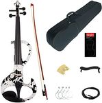 Kinglos 4/4 White Flower Colored Solid Wood Intermediate-A Electric/Silent Violin Kit with Ebony Fittings Full Size (DSZA1310)