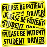 BOKA Student Driver Magnet for Car, 3 Pcs High Reflective Vehicle Bumper Magnet Safety Sign, Stronger Magnetic Bumper Sticker for New Driver Novice in Yellow, Easy to Notice (Upgraded of Large Font)