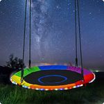 Trekassy 700lbs 40 Inch Saucer Tree Swing for Kids Adults Outdoor with LED Lights, 2 Tree Hanging Straps Rainbow