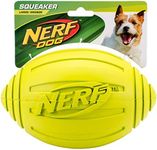 Nerf Dog Ridged Football Dog Toy with Interactive Squeaker, Lightweight, Durable and Water Resistant, 7 Inch Diameter for Medium/Large Breeds, Single Unit, Green