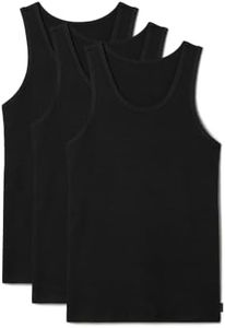 Tommy John Men's Essential Cool Cotton Rib Tank Top Classic Fit, 3-Pack, Black, Medium
