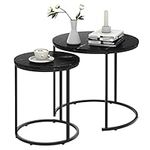 Black Marble Nesting Coffee Table for Small Place 24 in 2 Sets High Side End Sofa Table Nightstand Modern Furniture Living Room Cabin Bed Room Dining RoomGarden 4 You (Black Marble)