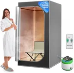 SereneLife Portable Sauna for Home, Steam Sauna Tent with 4L Steamer, Folding Sauna Chair, Compact Personal Detox Sauna, Remote Control in-Home Spa, 71" x 35" - inch (Gray)