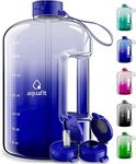 AQUAFIT 2l Water Bottle with Straw - Half Gallon Water Bottle - Motivational Gym Water Bottles 2l - 2 Liter Water Bottle Time Marker - Half Gallon Water Jug 64 oz - Large Water Bottle Dark Blue Fade