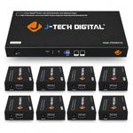 J-Tech Digital ProAV 1X8 HDMI Extender HDMI Amplifier HDMI Splitter Over Ethernet Cable with Bi-Direction IR and EDID Functions (1x8)