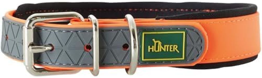 HUNTER Hundehalsband CONVENIENCE COMFORT, Farbe: neonorange, Mit Neopren-Polsterung, witterungsbeständig, pflegeleicht, ideal für Sport & Freizeit, Größe: 55