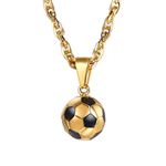 PROSTEEL Football Soccer Pendant Necklaces Men Unisex Gold Plated Sporty Ball Jewelry Gift