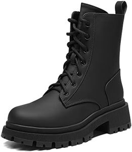 DREAM PAIRS Stivali Anfibi Donna Cerniera con Lacci Silhouette Comoda Chiusura Lampo Fodera Calda Suola Interna Nero/Seta PU SDMB2203W-E Taglia 40 (EUR)