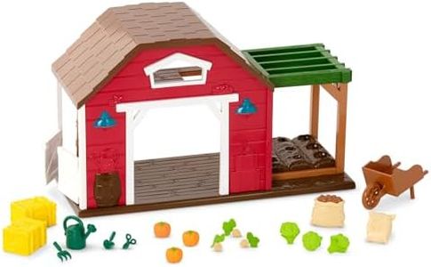 Li’l Woodzeez – Happy Harvest Farm Playset – 20 Pcs Doll Playset with Farmer & Garden Accessories – Pretend Play Toy Barn for Kids Age 3+