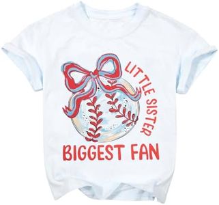 FRYAID Toddler Baseball Sister Shirt Baby Girl Baseball Outfit Big Sister Shirt Birthday Girl T-Shirt Summer Cotton Tee Top C-White