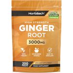 Ginger Root Tablets 3000mg | High Strength Ginger Root Extract | Zingiber Officinale | 200 Tablets - Vegetarian & Vegan | by Horbaach