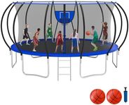 KOFUN 1500LBS 10/12/14FT Tranpoline Outdoor for Kids and Adults, Tranpolines with Net, Ladder, Recreational Tranpoline with Basketball Hoop Easy to Assemble - Curved Poles Larger Room, ASTM Approval