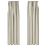 Deconovo Home Decorative Beige Pencil Pleat Curtains Thermal Insulated Curtains Blackout Curtains for Dinning Room Light Beige W55x102L Inch One Pair