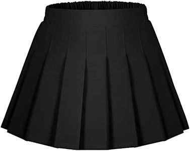 Auranso Girls Pleated Skirt Kids Tennis Elastic Waist Uniform Plaid Skirt Black 4-5T