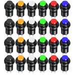 Gebildet 24pcs 12mm Latching Push Button Switch SPST ON/OFF AC 250V/1.5A 125V/3A, Lockable Mini Round Rocker Switch for Car Trumpet, PC, Table Lamp, Home Doorbell