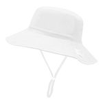 XIAOHAWANG Toddler Sun Hats UPF 50+ Baby Bucket Hat for Boys and Girls Kids Summer Beach Cap Adjustable(A-White,0-6 Months)