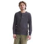 Hanes Originals Men's Henley T-Shirt, Long Sleeve Cotton Henley Tees for Men, Oxford Gray/Slate Heather, S