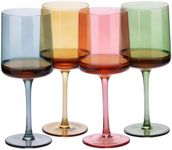 Navaris Multi-Colour Tinted Wine Glasses - Set of 4 - Coloured Wine Glasses with Stems - Stylish Design Glassware for Serving Wine, Cocktails, Dessert