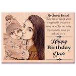 GFTBX Customized Wooden Engraved Photo Frame Birthday Ideas For Sister (7x5 Inches, Wood), Tabletop Rectangular