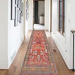 RUGxDJ Tribal Runner Rug 2x8 Boho Washable Kitchen Rug Non Slip Persian Entryway Rugs Indoor Hallway Runner Rug Rubber Backed Oriental Bath Mat Iranian Carpet for Bedroom Laundry Living Room Bathroom